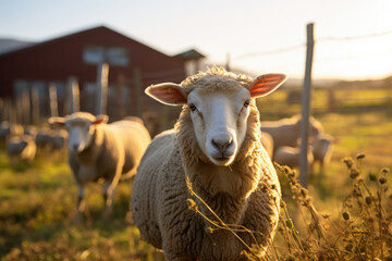 The Timeless Beauty of a Sheep Farm - obrazy, fototapety, plakaty