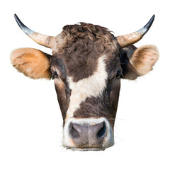 Cow head, funny cow face element in PNG isolated on transparent background