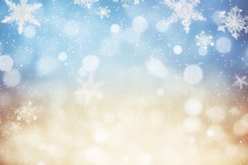Fototapeta premium holiday background with blinking stars and falling snowflakes. Blurred bokeh of Christmas lights.