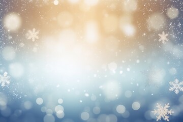 Obraz premium holiday background with blinking stars and falling snowflakes. Blurred bokeh of Christmas lights.