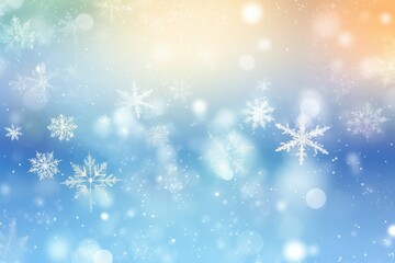 Naklejka na ściany i meble Winter holiday snow background. Christmas abstract backdrop with snowflakes.