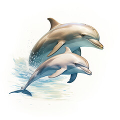 dolphin gliding on white background