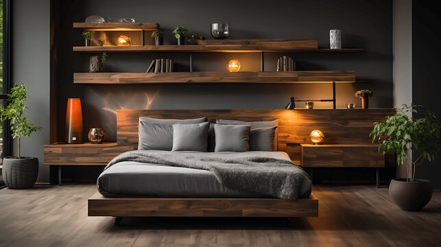 dormitorio con muebles modernos, muy luminoso y con bonitos cuadros