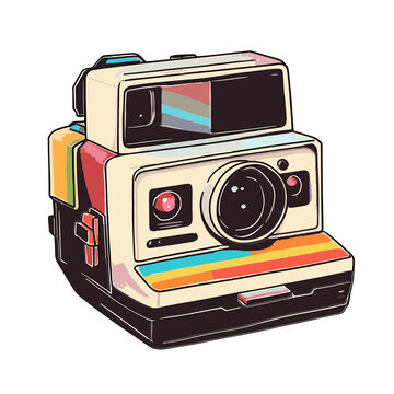 retro polaroid instant camera colorful artistic drawing illustration