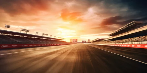 Keuken spatwand met foto F1 race track circuit road with motion blur and grandstand stadium for Formula One racing © Summit Art Creations