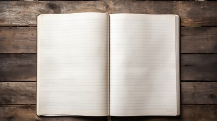 Naklejka premium An open empty notebook with blank lined pages AI generated illustration