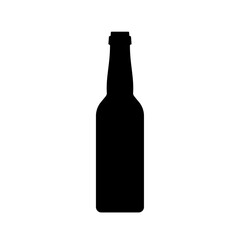 Beer bottle black icon. Vector element on white background.