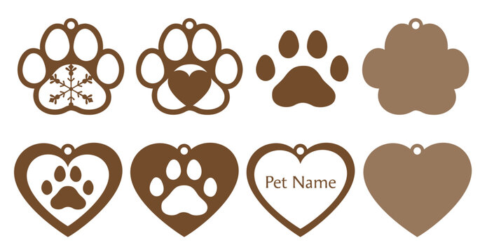 Pet themed ornaments or tags, laser cut design
