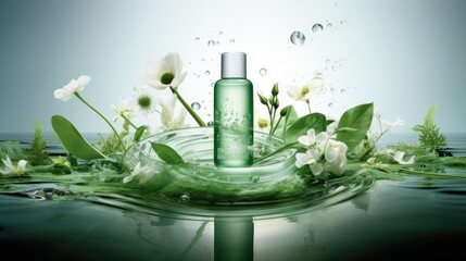 the health-based company's organic conditioner and skin care range with gongbi-inspired details, blending light emerald and white hues.