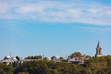 Visit Istanbul background photo. Topkapi Palace view.