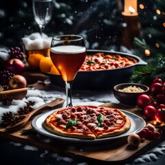 pizza with wine and mushrooms generated AI tool
