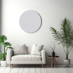 Fototapeta premium Blank minimal circular shop signboard mockup mock up