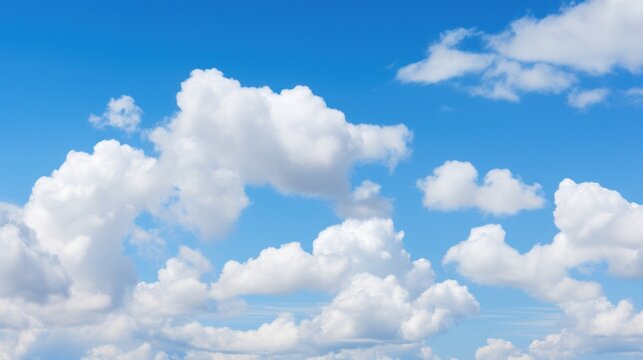 Clear blue sky with fluffy white clouds providing an ample blank space  AI generated illustration