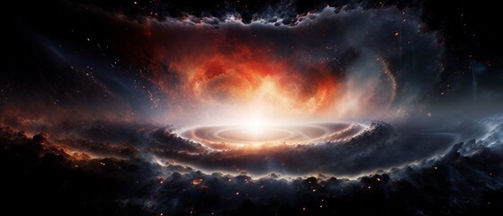 black hole stars and clouds dark spiral galaxy space exploration - obrazy, fototapety, plakaty