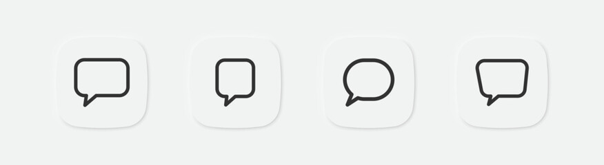 Speech bubble icon set. Speak symbols. Chat sign. Dialog and communication icons. Cloud think symbol. Vector isolated sign.