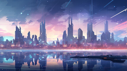 Obraz premium futuristic city scape using polygon shapes