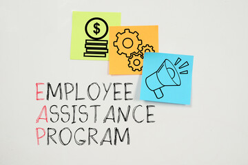 Employee assistance program EAP is shown using the text - obrazy, fototapety, plakaty