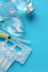 Coronavirus treatment concept. A medical face mask nebulizer for treatment of respiratory tract and...