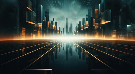 business and finance.abstract business background with buildings and people in motion. motion blur. future digital space