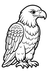 Obraz premium Predator eagle bird, nature theme, coloring book page, coloring book, outline, SVG vector art, isolated on a white background