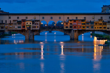 Old bridge in Florence at night