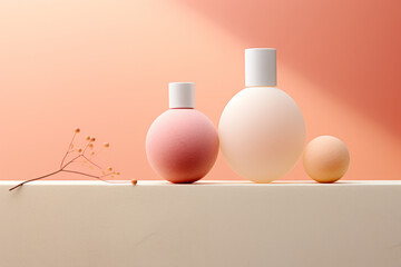 Minimalism. Makeup and beauty products in candy pastel colors.