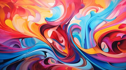A vibrant explosion of colors and shapes, swirling in harmony.