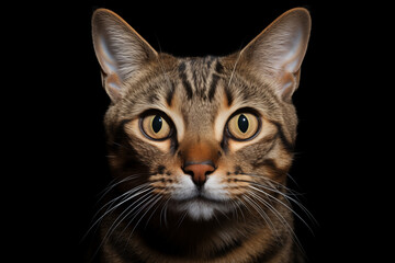 Obraz premium Close-up of a cat's muzzle on a black background