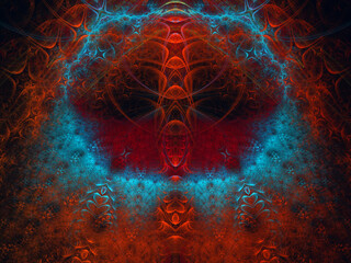 Red bright fractal pattern. Created in the program Apophysis 7x.