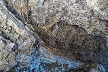 The wall of the Ovis Cave at the Lava Beds National Monument in California, USA