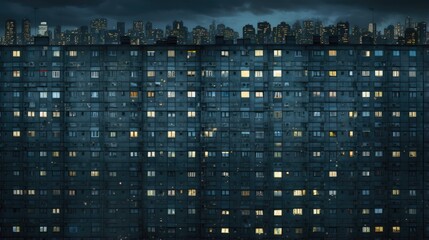 gloomy soviet buildings Russia depressive comfort wallpaper smartphone photo facade night lights - obrazy, fototapety, plakaty