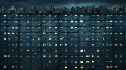 Fotobehang gloomy soviet buildings Russia depressive comfort wallpaper smartphone photo facade night lights © Wiktoria