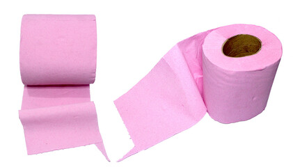 pink toilet tissue paper isolated 