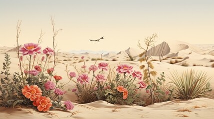 Desert flora and fauna coexisting in a delicate balance amidst the dunes.