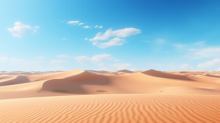 Fototapeta na wymiar Endless sand dunes stretching to the horizon under a cloudless desert sky.