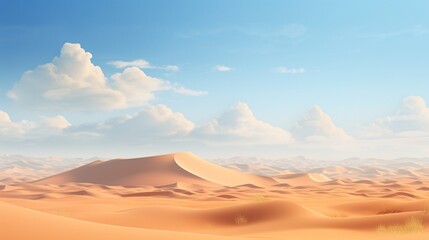 Fototapeta na wymiar Endless sand dunes stretching to the horizon under a cloudless desert sky.