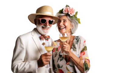 Summer Fun with Joyful Senior Couple Toasting