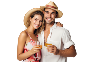 Summer Fun with Happy Couple Toasting Drinks