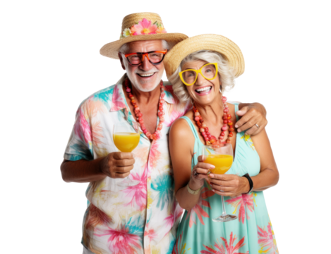 Senior Couple Enjoying Summer Fun With Drinks