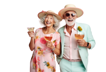 Summer Fun with Joyful Senior Couple Toasting Drinks