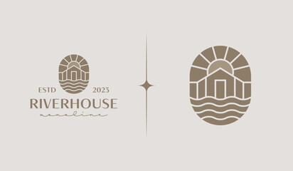 River House Logo Template. Universal creative premium symbol. Vector illustration. Creative Minimal design template. Symbol for Corporate Business Identity - obrazy, fototapety, plakaty