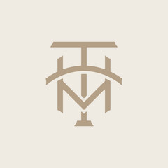 Initial based clean and minimal letter. TM MT Monogram Logo Template. Elegant luxury alphabet vector design. Vector Logo