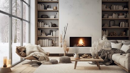 living room with fireplace