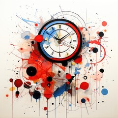 clock watch clockabstract caricature surreal playful painting illustration tattoo geometry painting modern - obrazy, fototapety, plakaty