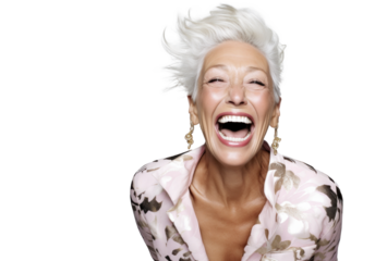 Smiling Attractive Older Woman on Transparent Background