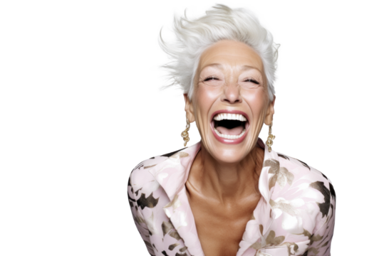 Smiling Attractive Older Woman on Transparent Background