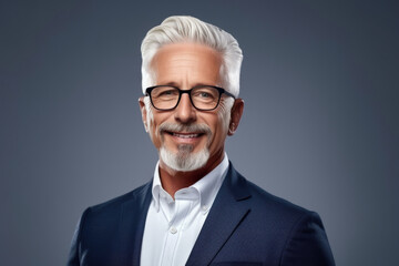 Confident and stylish man wearing suit and glasses strikes pose for professional picture. Perfect for business, corporate, or professional themes