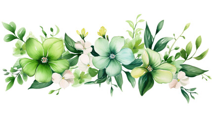 Watercolor flowers decoration for wedding on transparent background, png