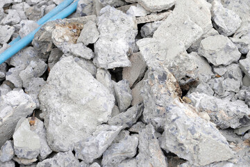 Piles of rubble after house demolition