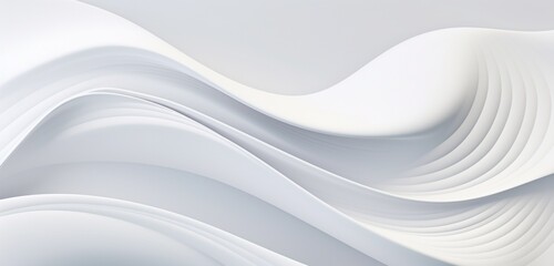 Wallpaper with a white backdrop in three dimensions and wave-inspired abstract elements in a contemporary design. Template in light gray for a business presentation or wedding ceremony.